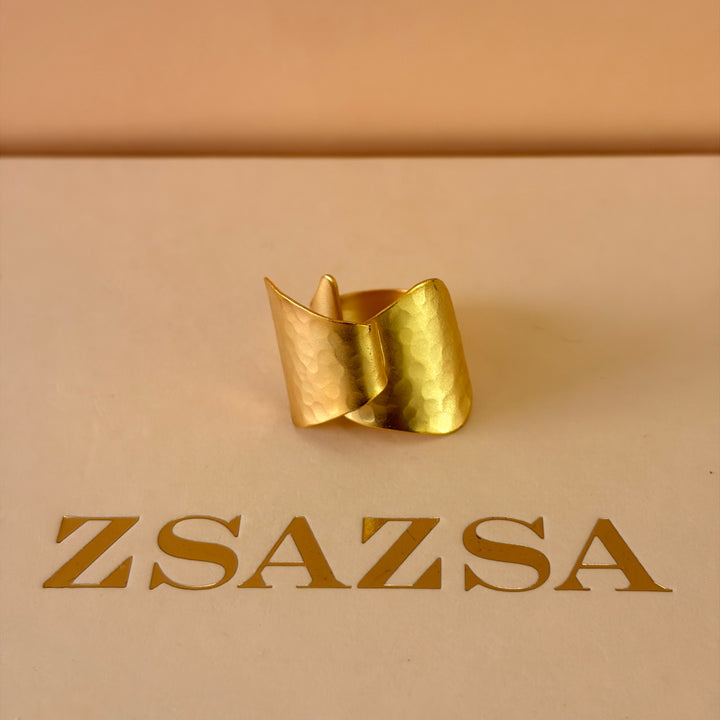 Handmade Abstract Folded Ring | Gold Plated | ZsaZsa