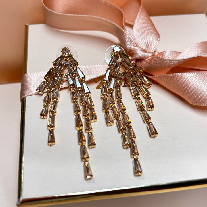 Baguette peach earrings