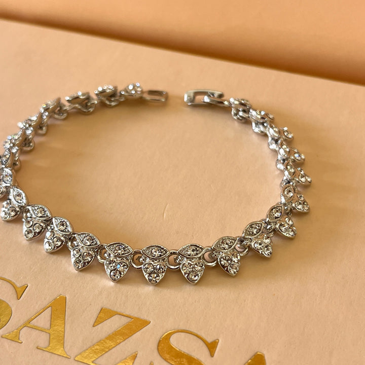 Swarovski crystal heart and marquise shape white gold plated bracelet
