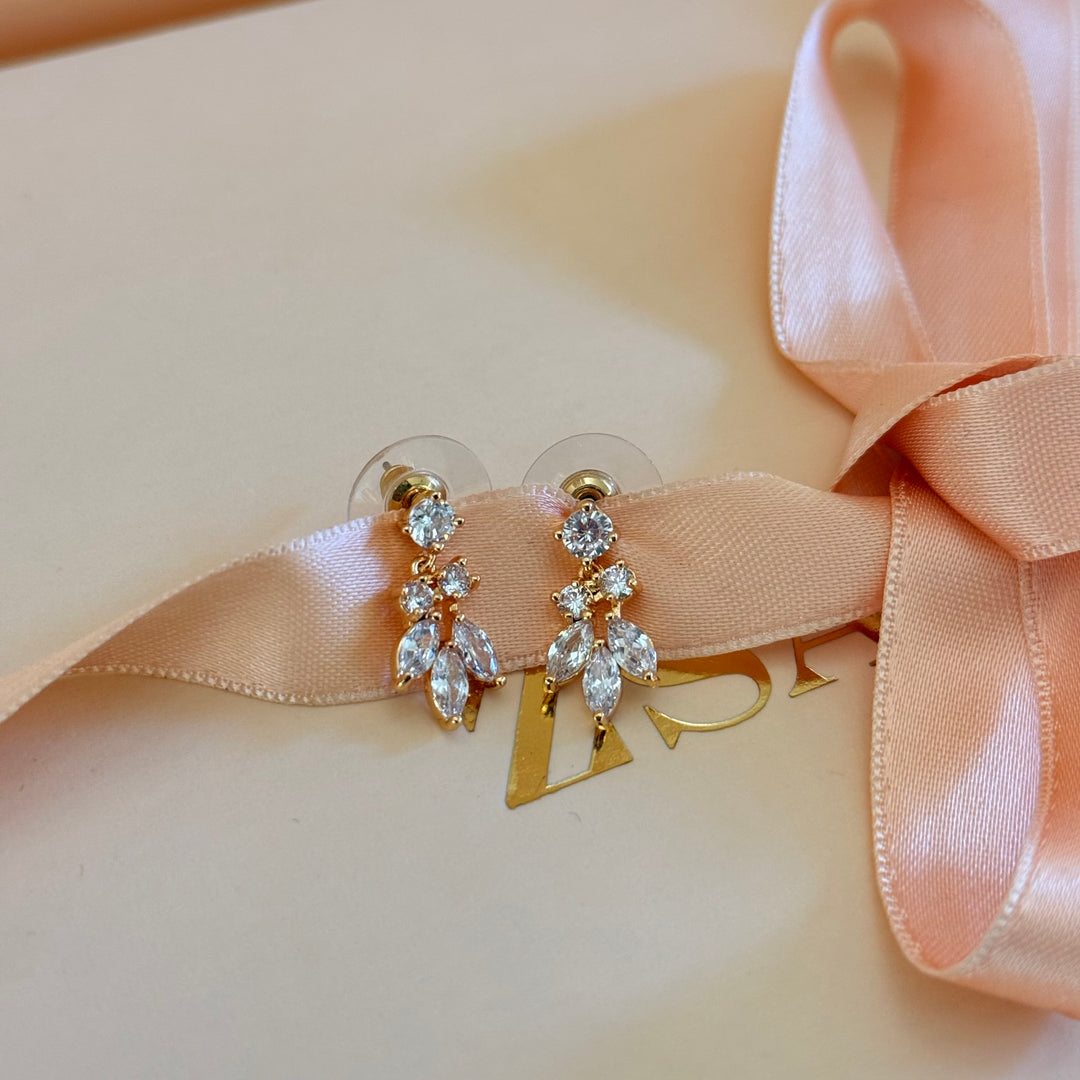 Marquise zircone gold plated earrings