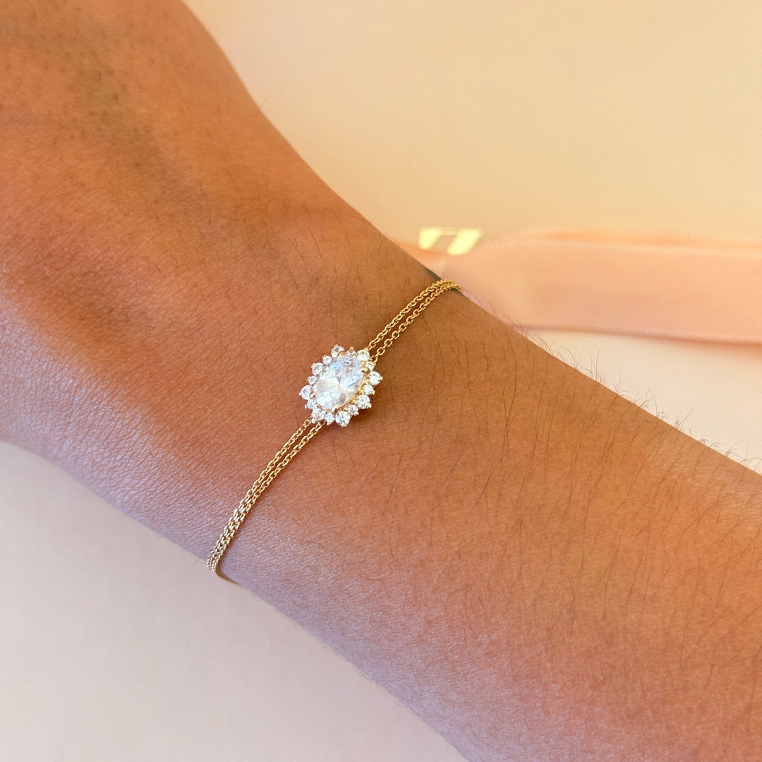 Zircone dainty Rosetta in the middle gold plated sterling silver bracelet