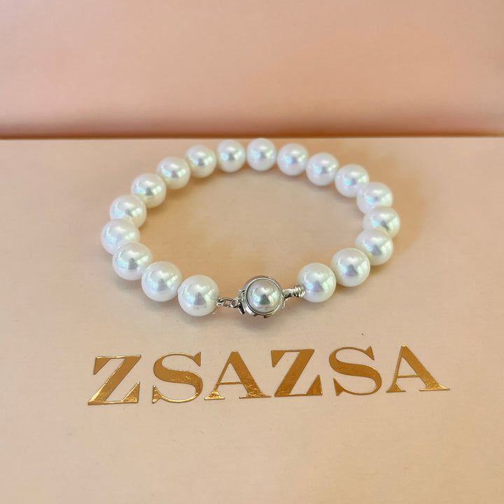 White Mallorca pearls white gold plated bracelet