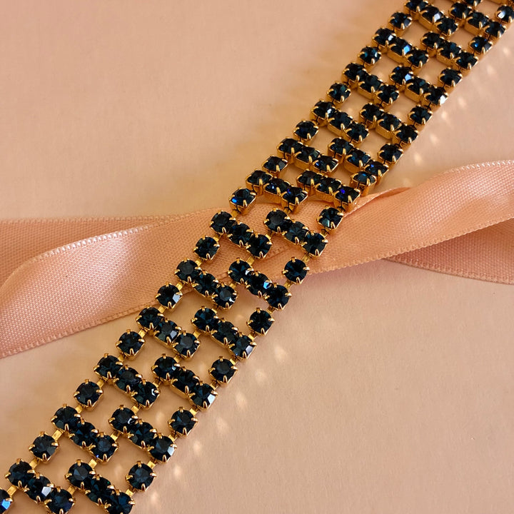 Thick navy blue preciosa crystals bracelet