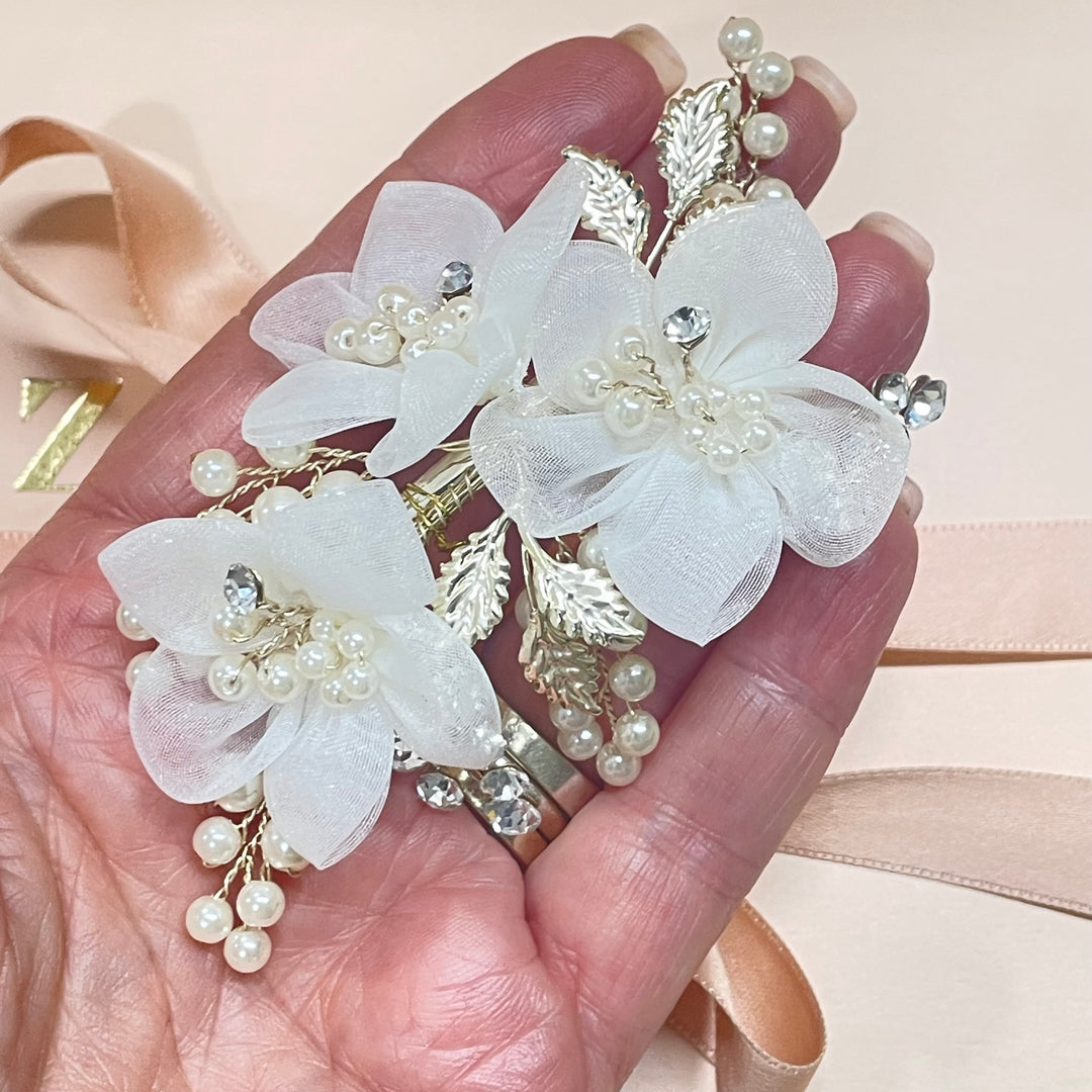 Handmade organza flowers clip