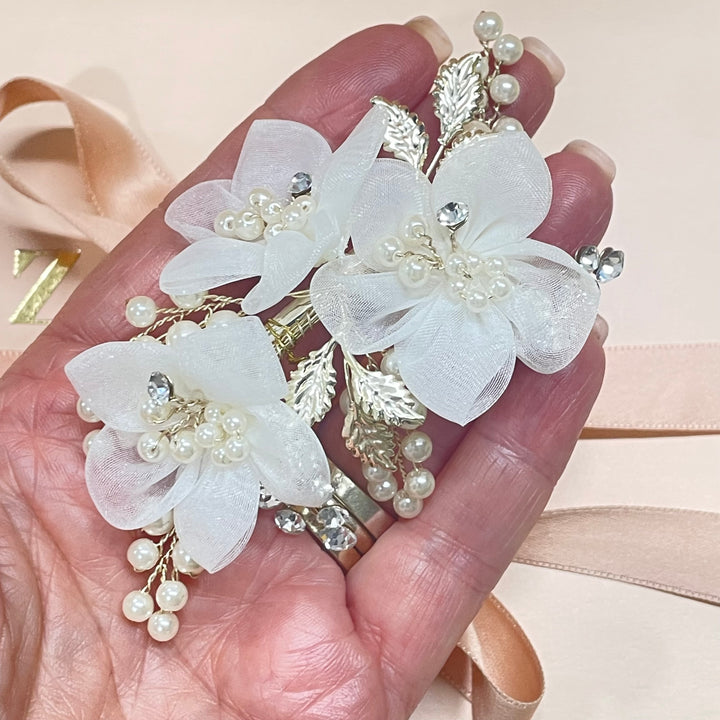 Handmade organza flowers clip