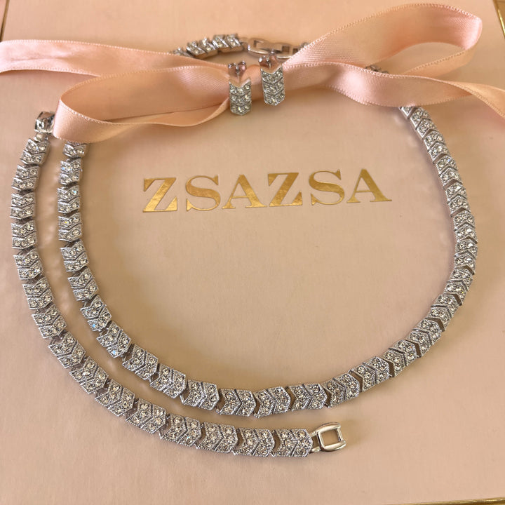 Swarovski crystals white gold plated set