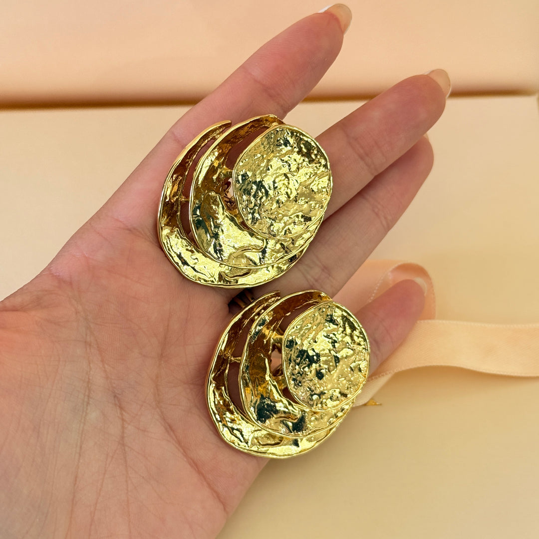 Plain chunky gold plated clip on earrings