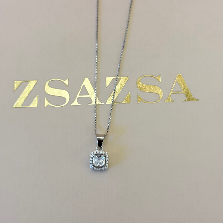 Square zircone sterling silver set