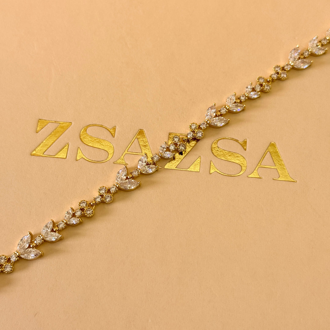 Marquise zircone gold plated earrings and bracelet