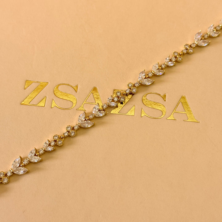 Marquise zircone gold plated earrings and bracelet