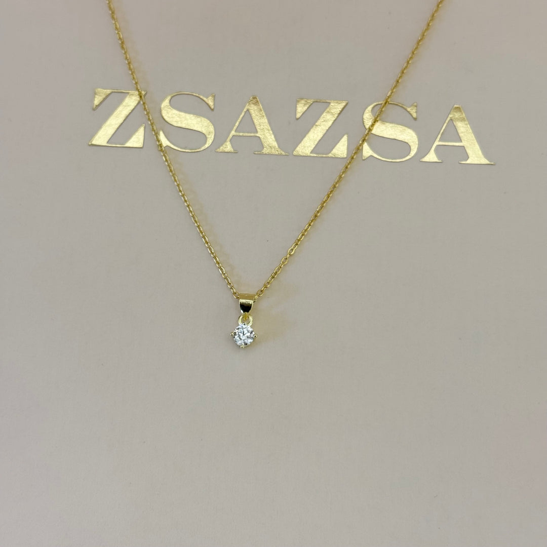 Solitaire zircone sterling silver gold plated set