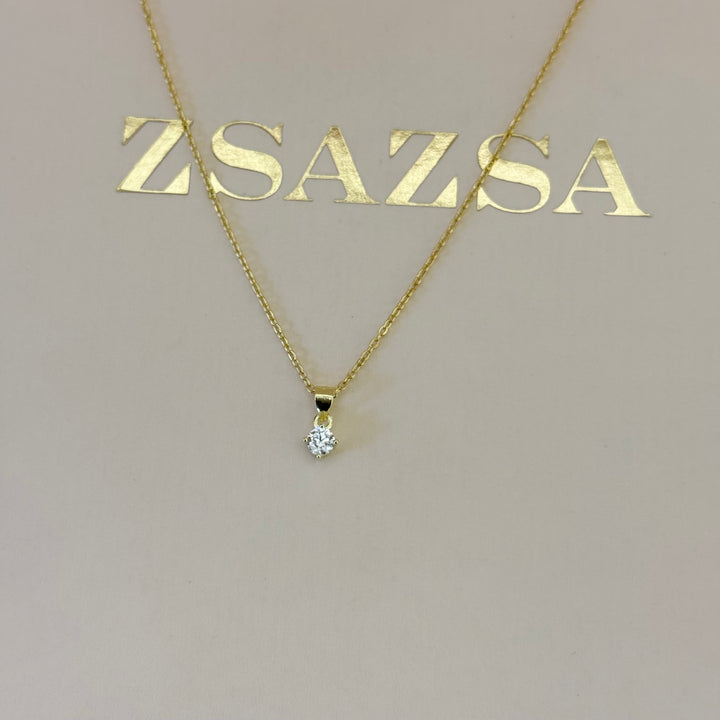 Solitaire zircone sterling silver gold plated set