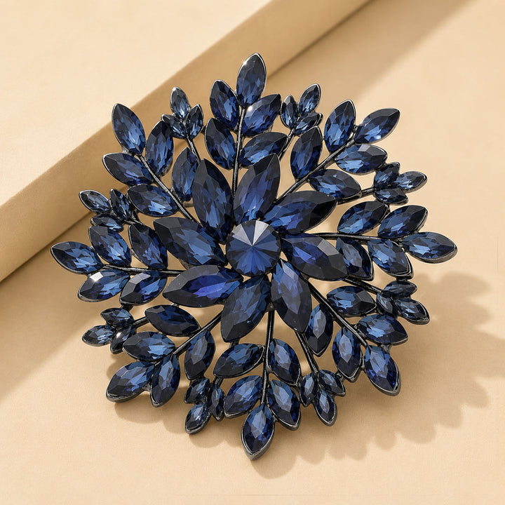 Marquise Stone Cluster Flower Pin Brooch