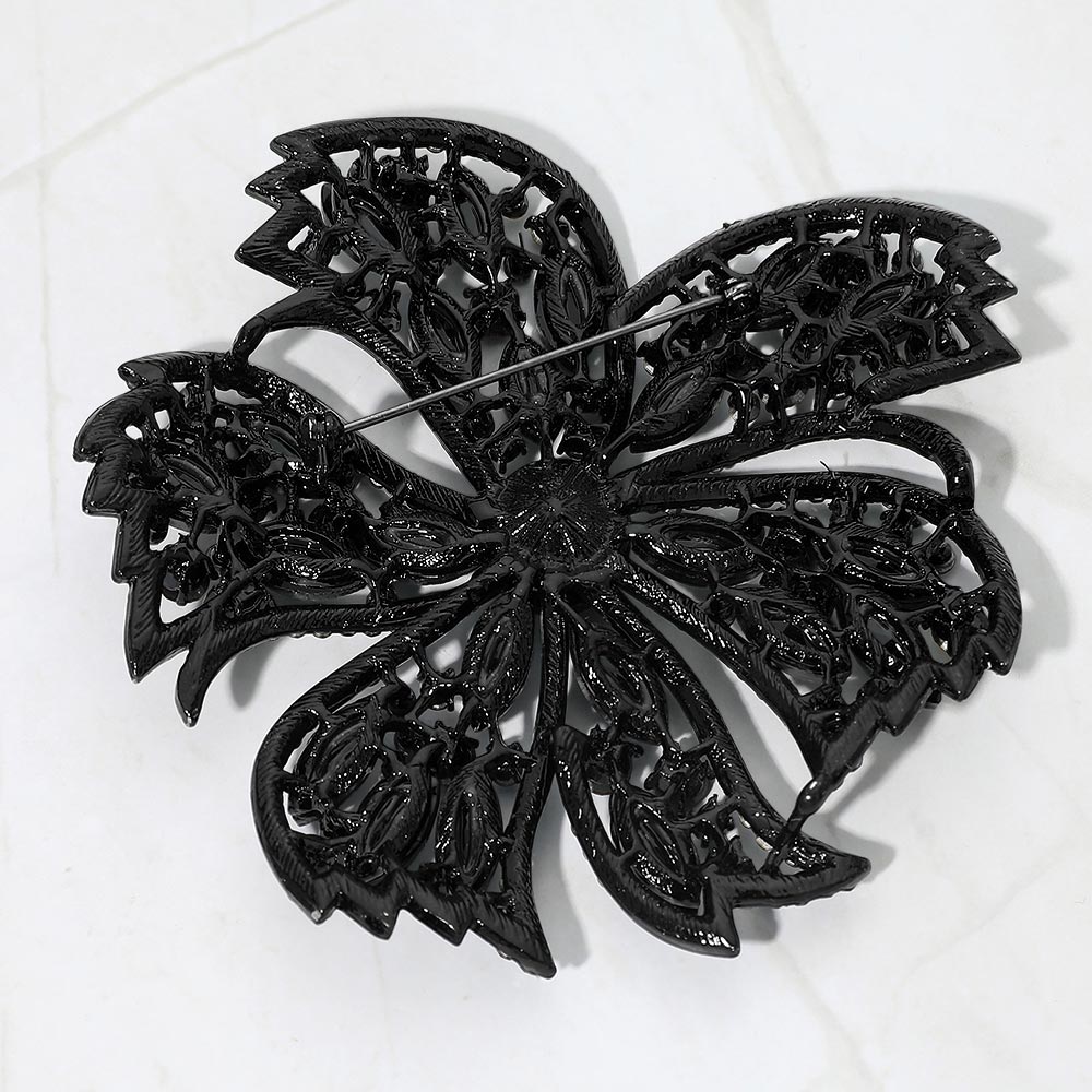 Stone Embellished Oversized Flower Pin Brooch