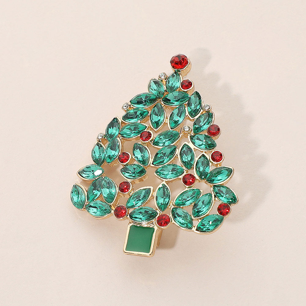 Rhinestone Christmas Tree Pin Brooch