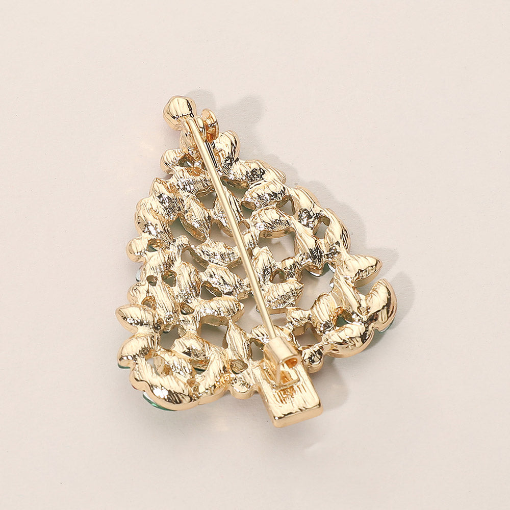 Rhinestone Christmas Tree Pin Brooch