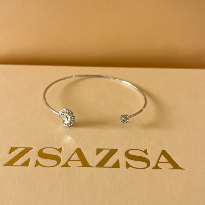 Open silver zircone bangle
