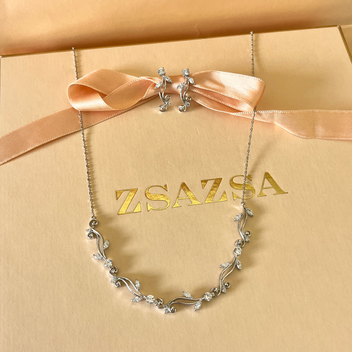 Marquise and round zircone white gold plated