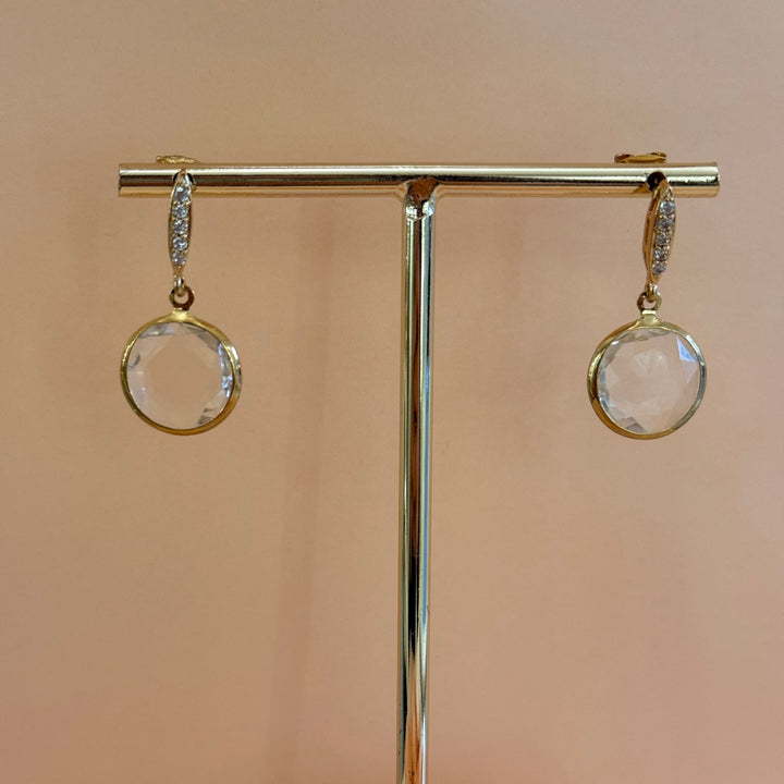 Round dangling zircone gold plated