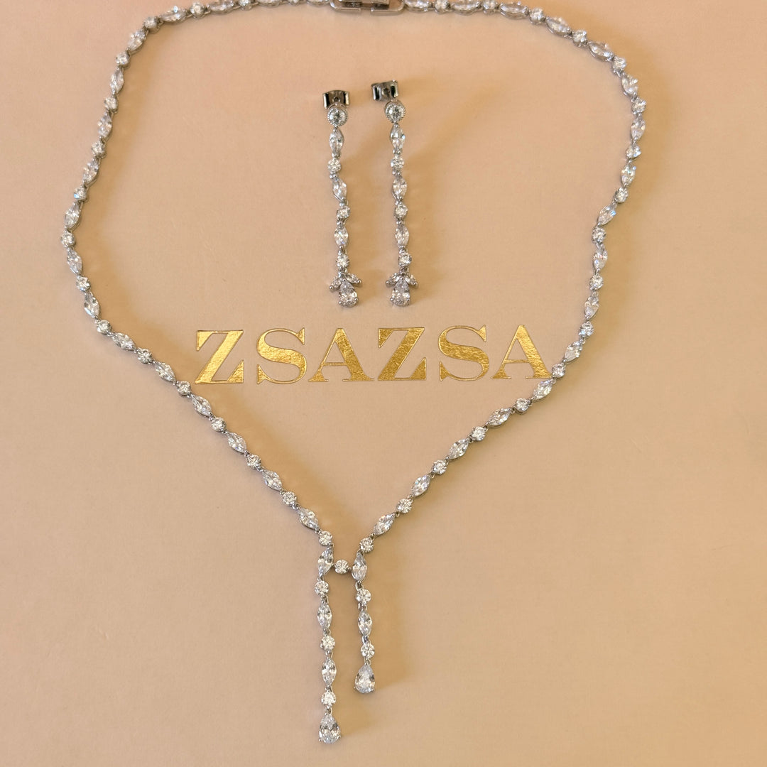 Marquise and teardrop zircone silver set