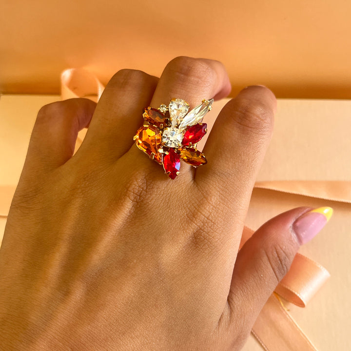 Orange and red Preciosa crystals set