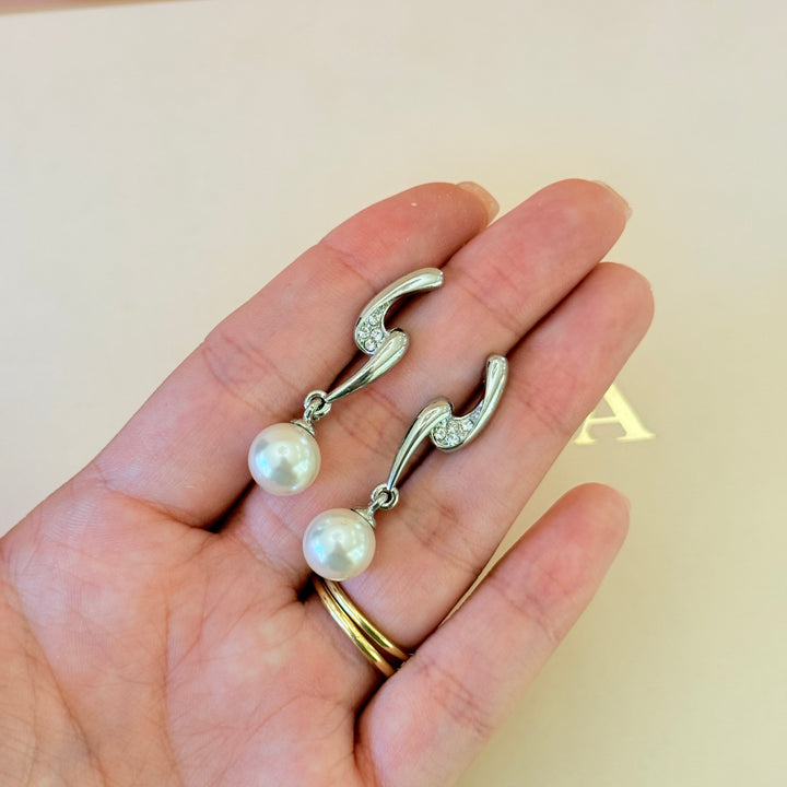 Swarovski crystals & pearl silver pendant set