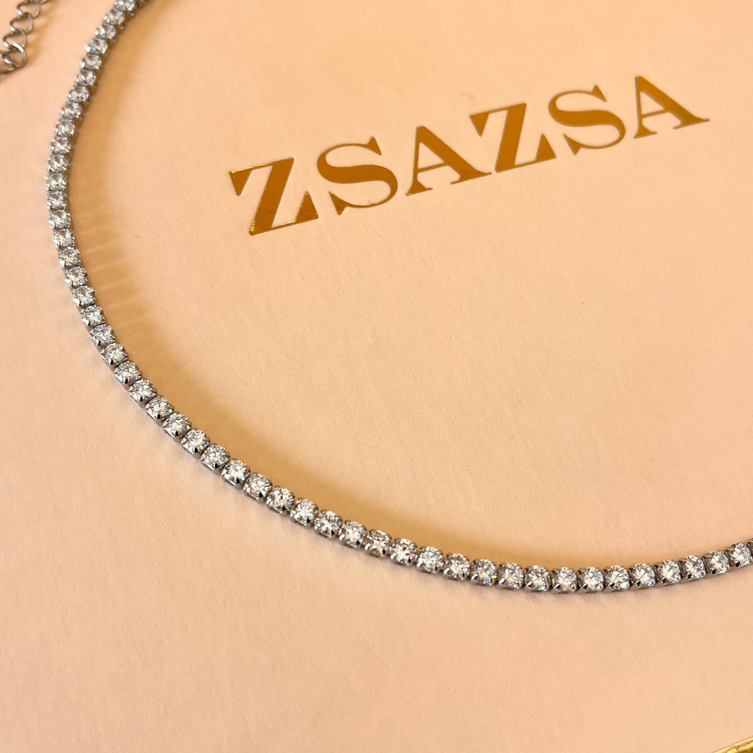 Tennis zircone white gold plated set