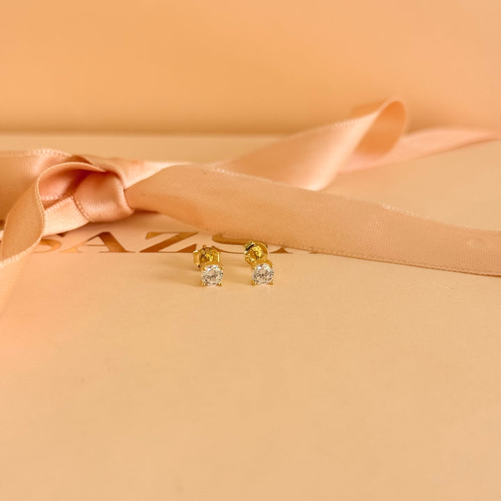 Small solitaire zircone gold plated earrings