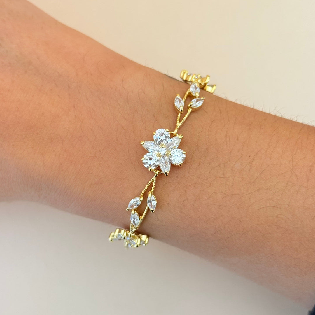 Flower zircone gold plated set