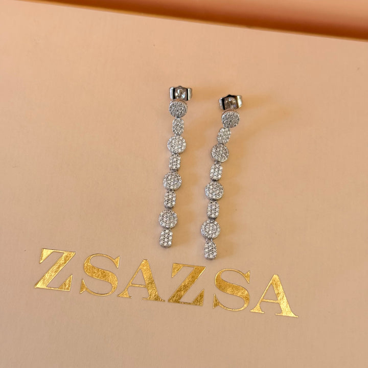 Mixed of shapes zircone silver earrings