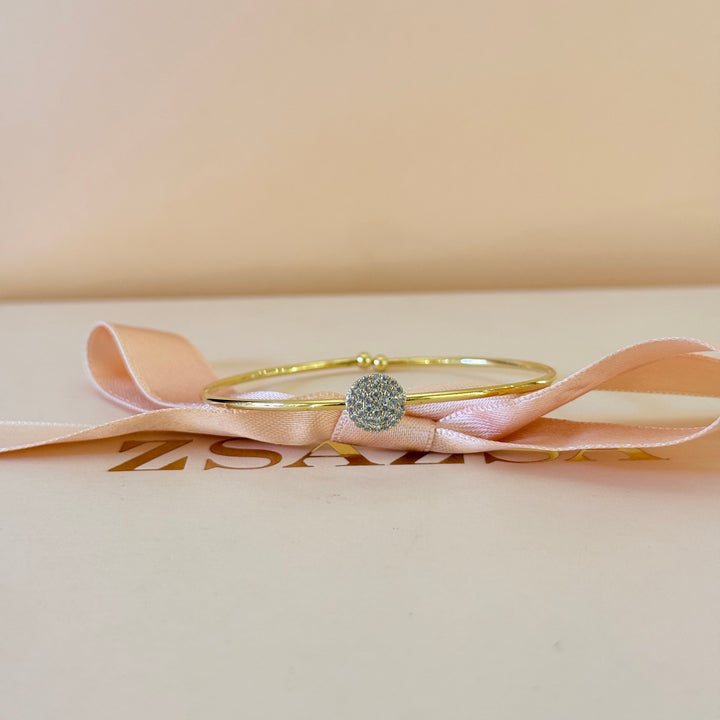 Zircone dainty round gold plated bangle