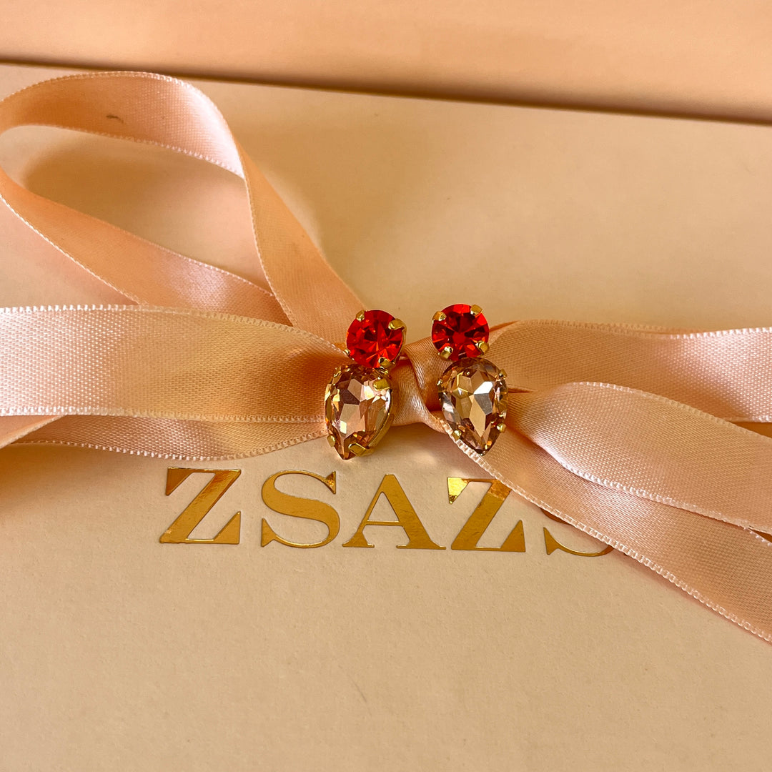 Orange and peach Preciosa crystals earrings