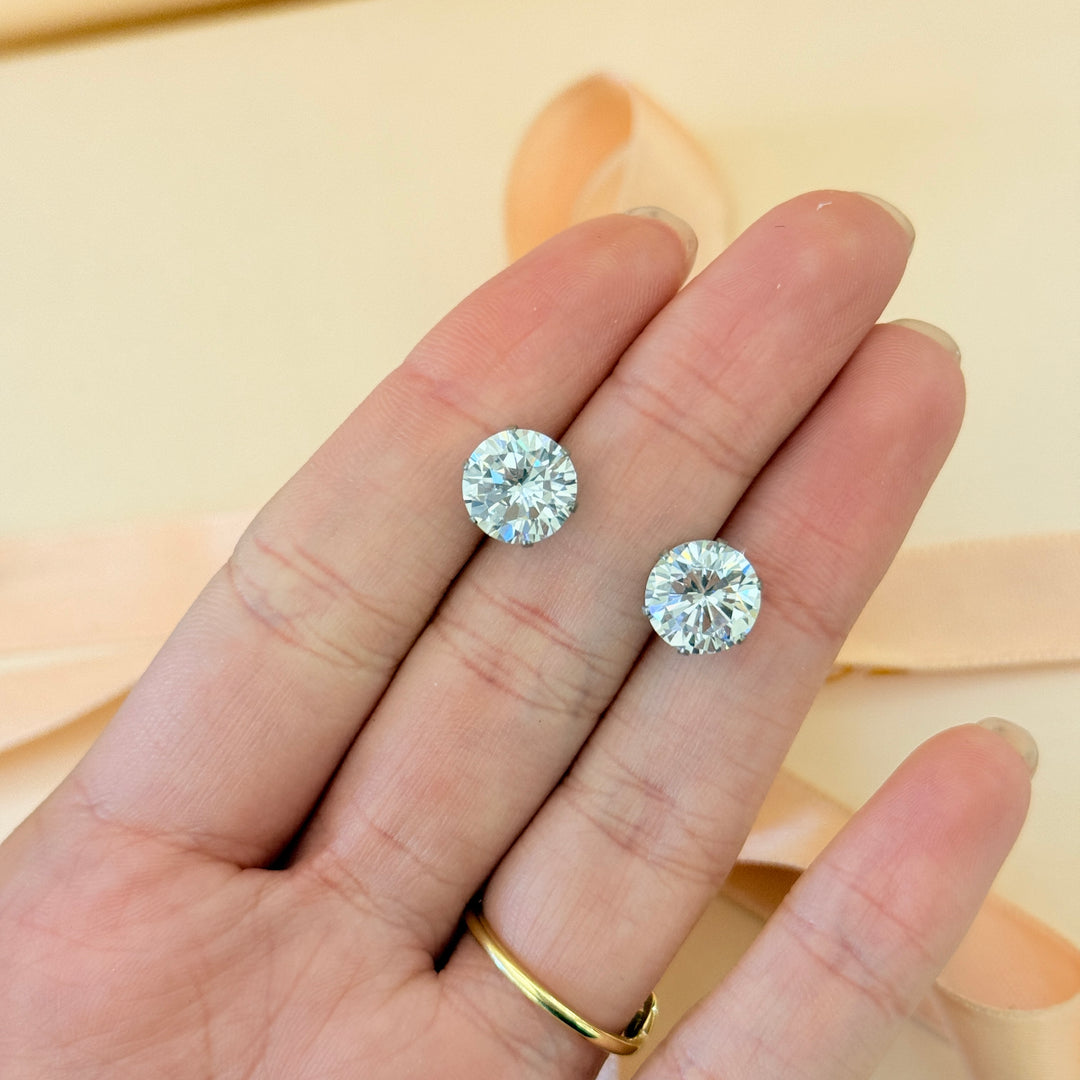 Large solitaire zircone silver studs