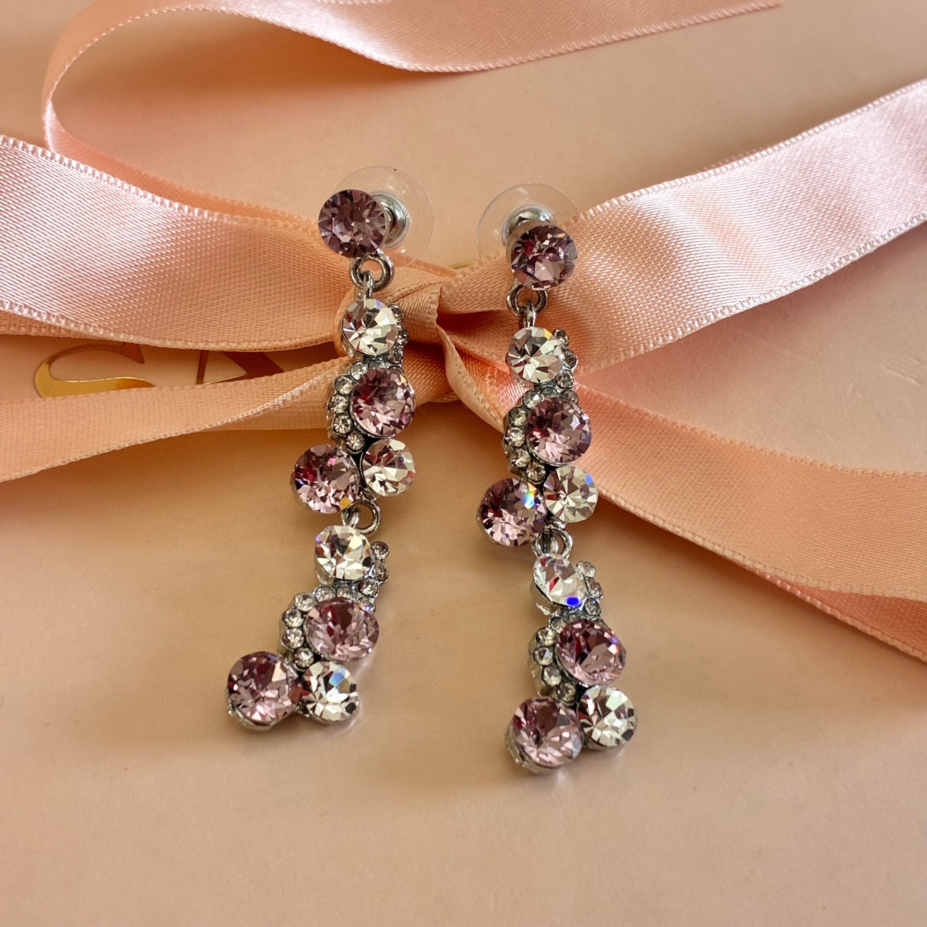 Long lilac Swarovski cryastals earrings