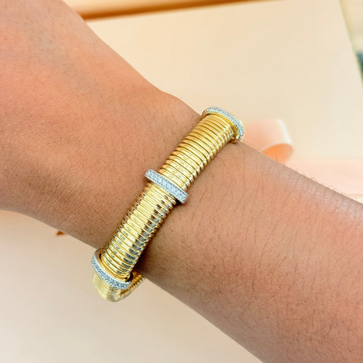 Zircone sterling silver & gold plated bangle