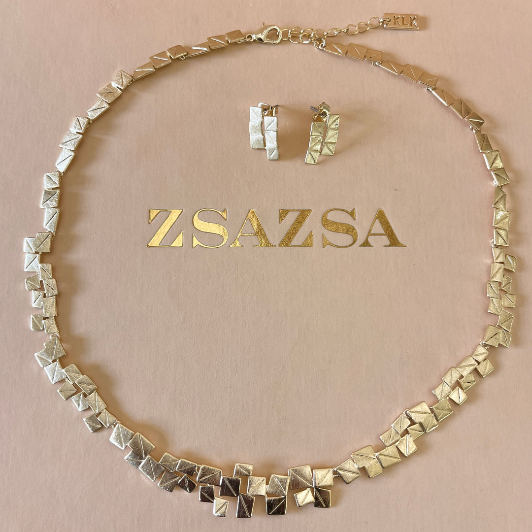 Handmade square gold plated set
