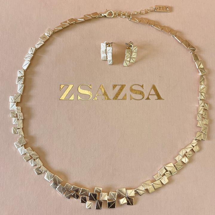 Handmade square gold plated set