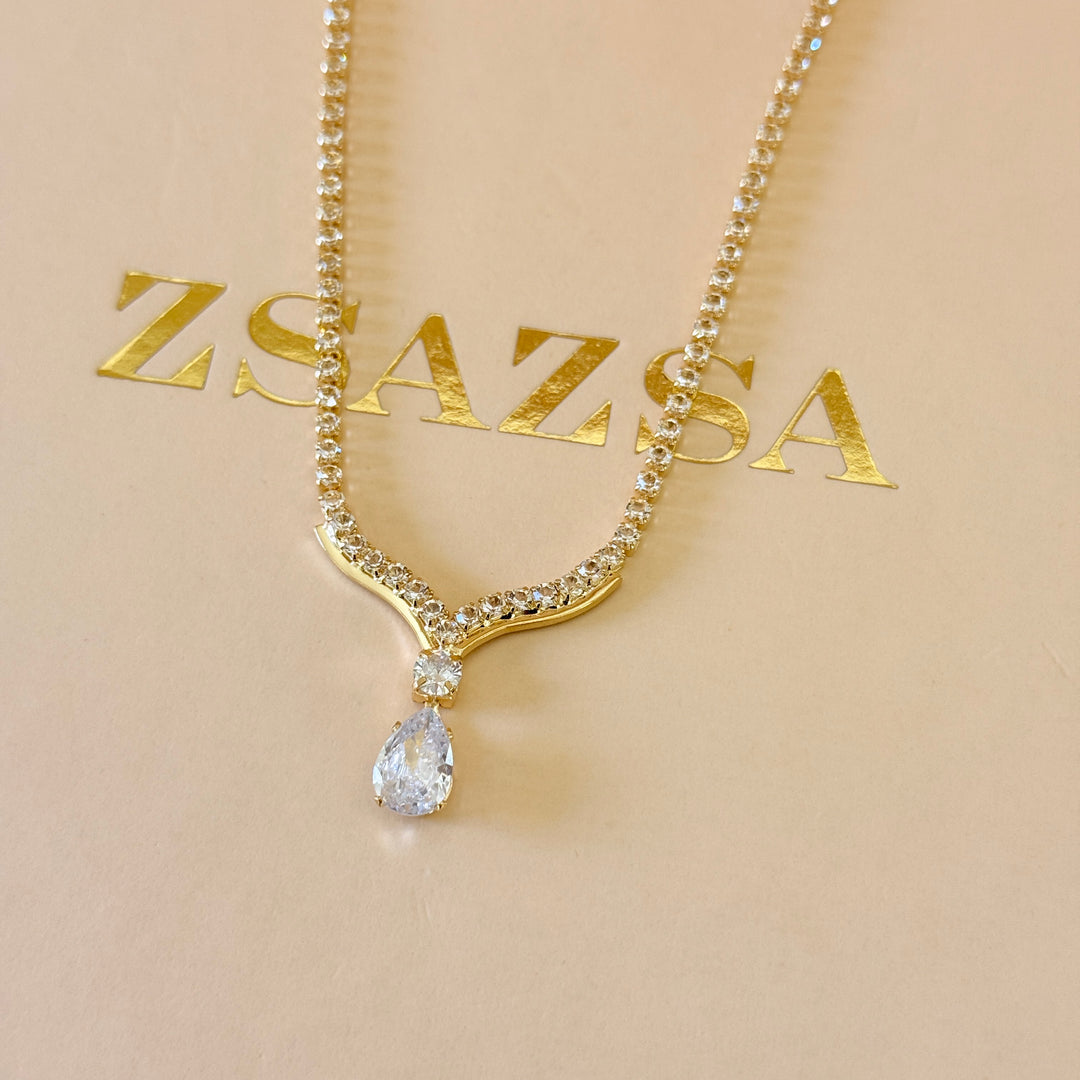 Teardrop zircone gold plated set