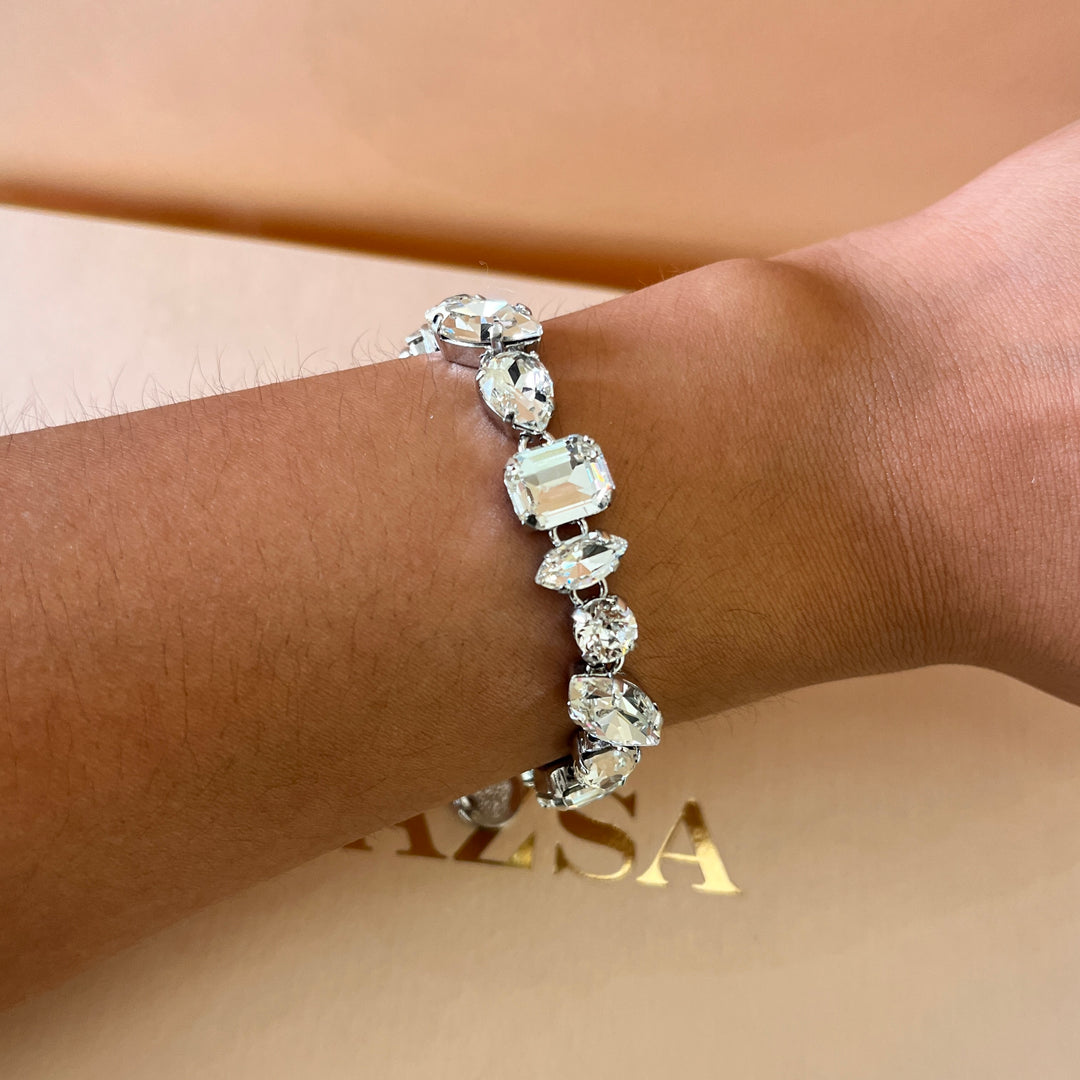 Swarovski crystal mix of shapes white gold plated bracelet