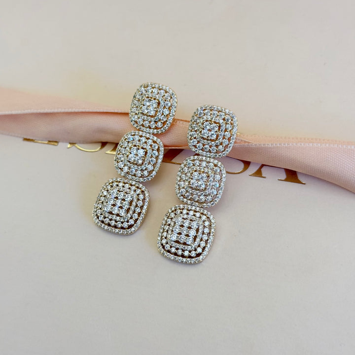 Squares zircone gold plated earrings