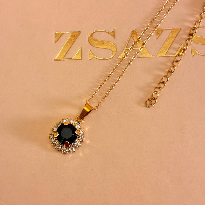 Dainty Black Preciosa crystals gold plated set