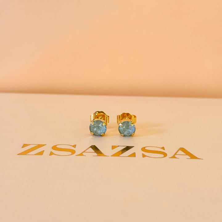 Mint solitaire gold plated Swarovski crystals set