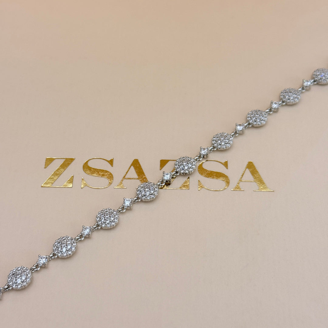 Round zircone silver bracelet