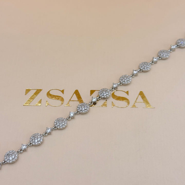 Round zircone silver bracelet