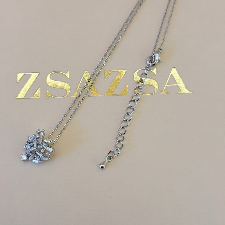 Baguette zircone silver pendant