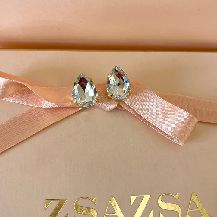 Preciosa crystals Teardrop gold plated studs