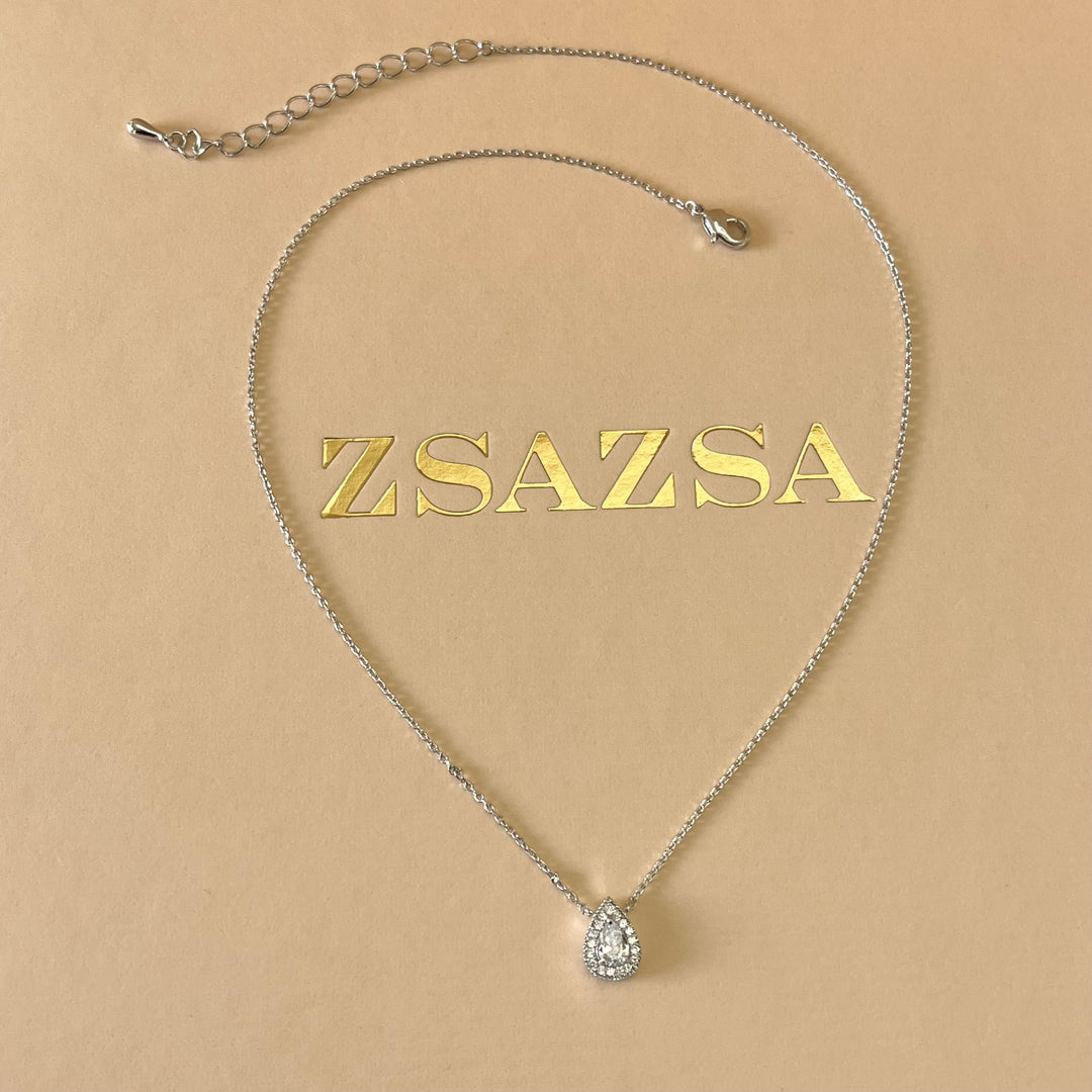 Silver zircone teardrop set