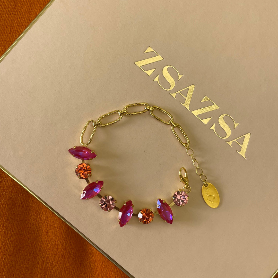 orange and fuchsia Swarovski Crystals set