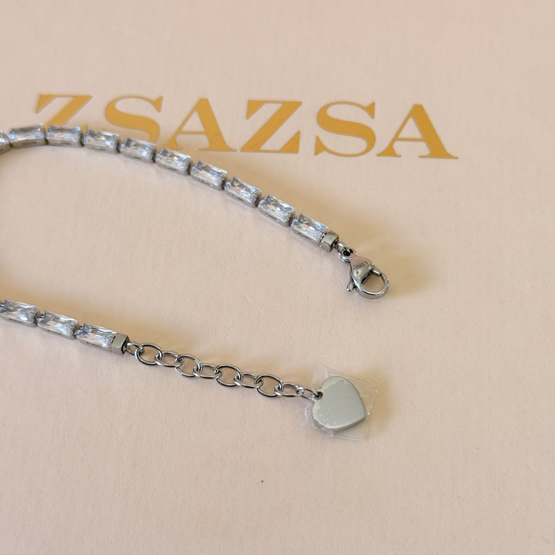 Rectangular dainty zircone stainless steel bracelet