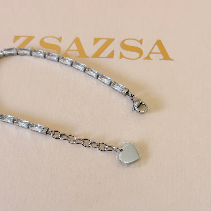 Rectangular dainty zircone stainless steel bracelet